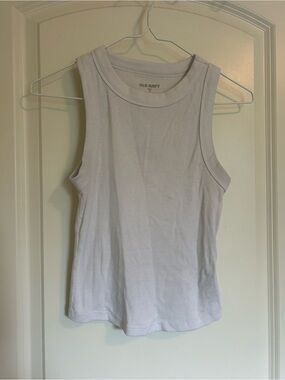 Old Navy White Ribbed Crewneck Tank
